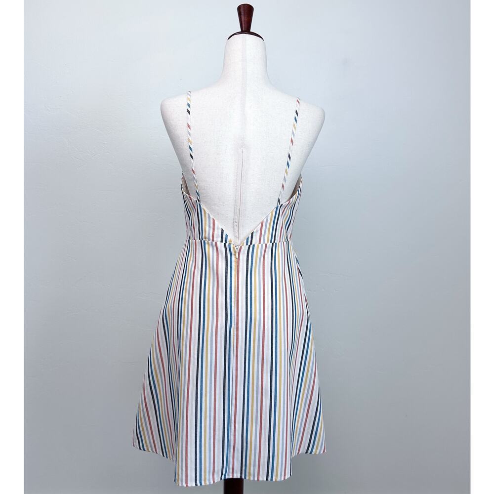 Altar'd State Beachy Coastal Striped Bowtie Front Strappy Mini Dress MEDIUM - Picture 5 of 8